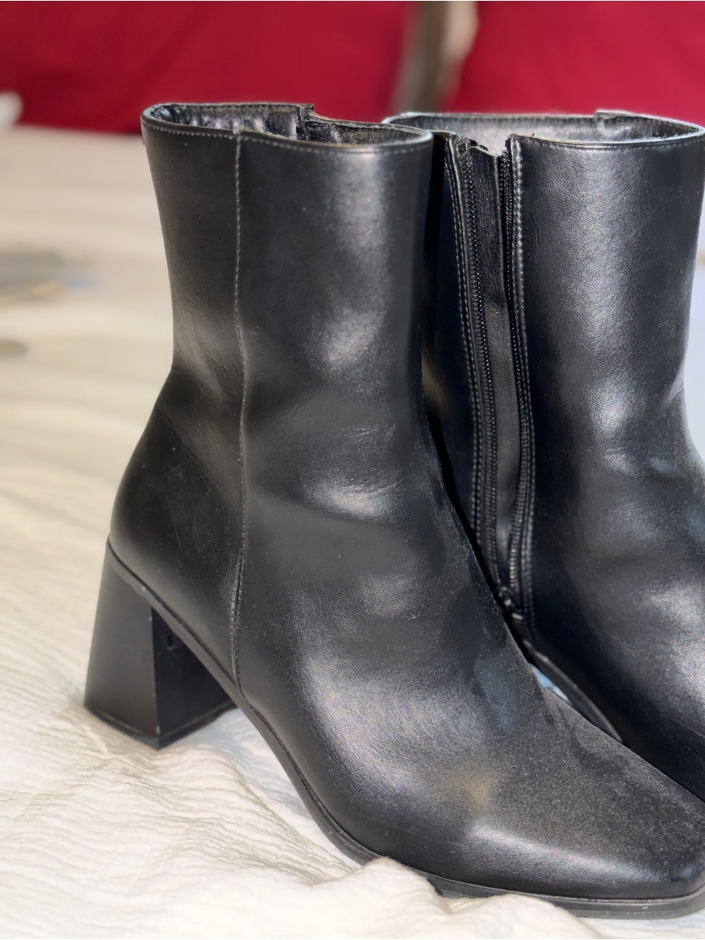 Classic Black Women's Block Heel Ankle Boots